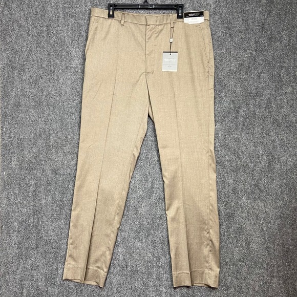 Kenneth Cole Awearness Modern Fit Stretch Waistband Dress Pants - 38x32 Beige - Picture 1 of 10